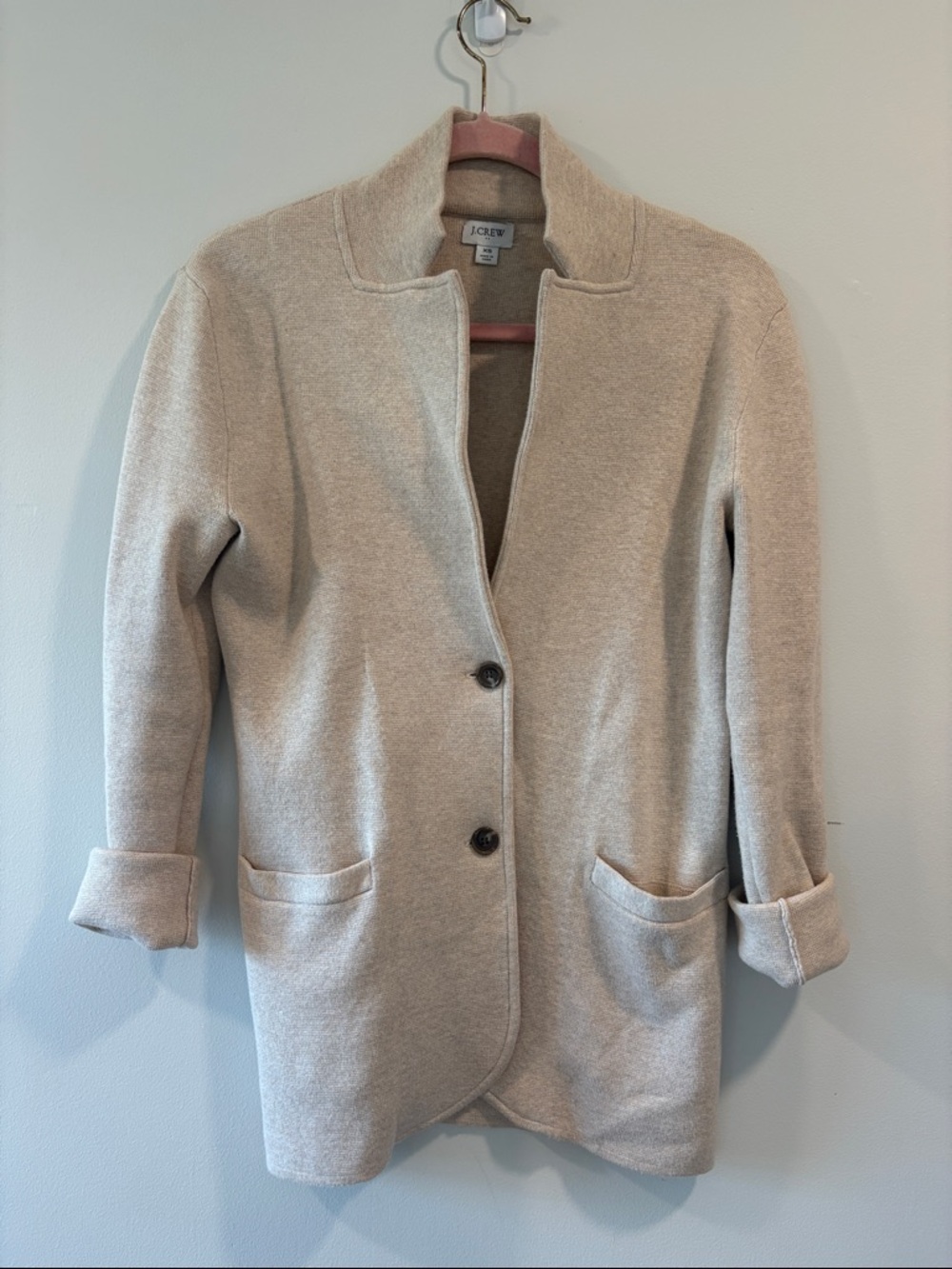 J.Crew Factory 100% Cotton Cream Sweater Blazer